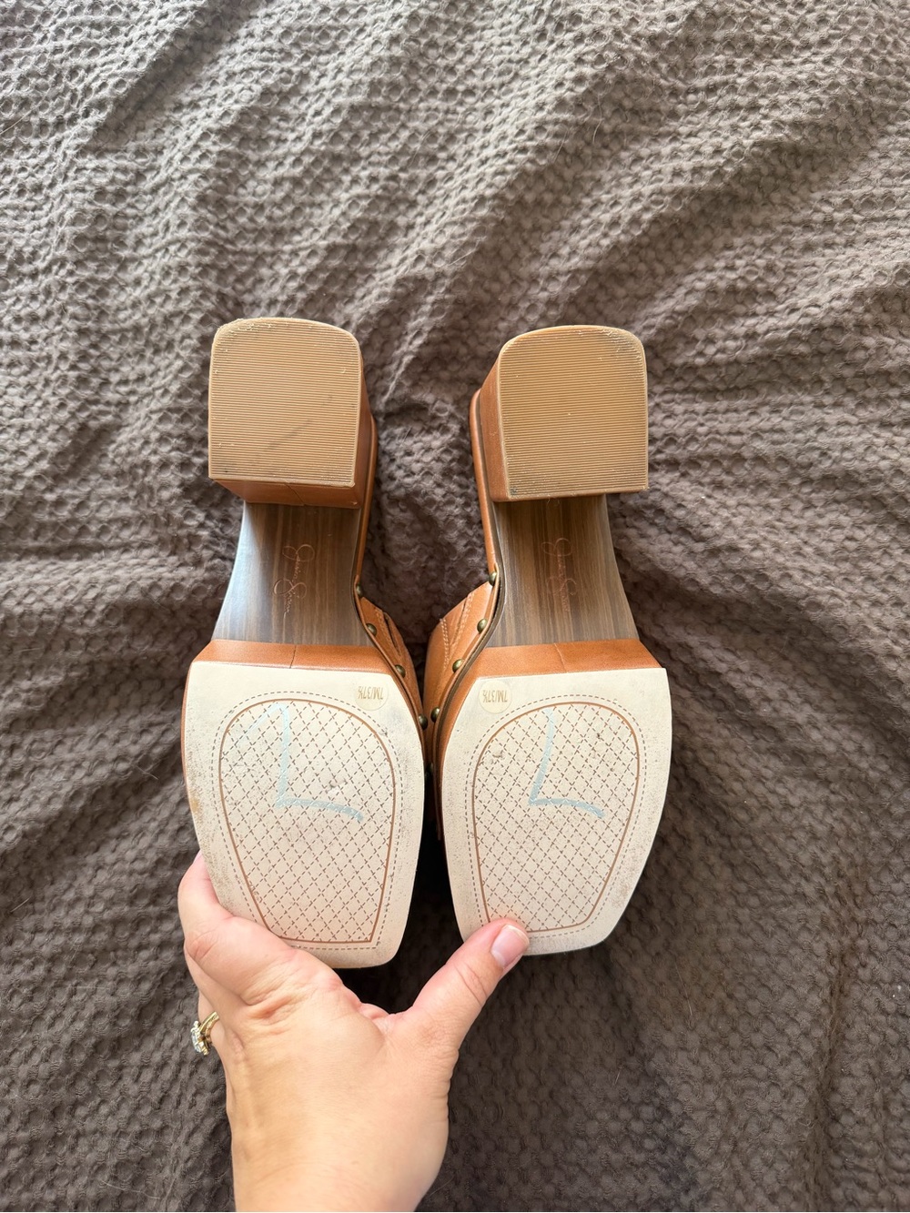 Women’s Tan Platform Mule Heels - Picture 4 of 4